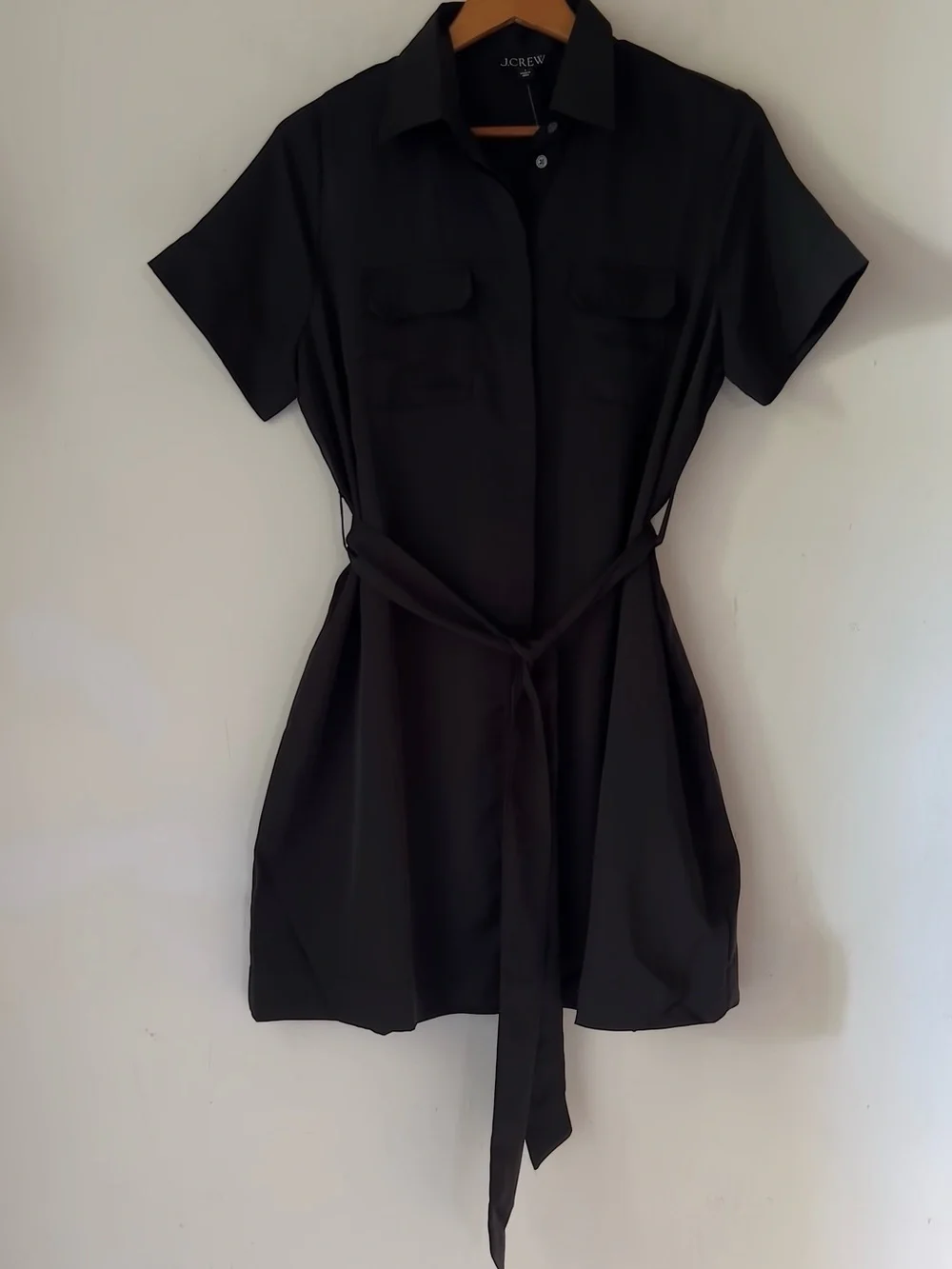 J. Crew Black Mini Satin Short-Dress Sz 8 NWOT